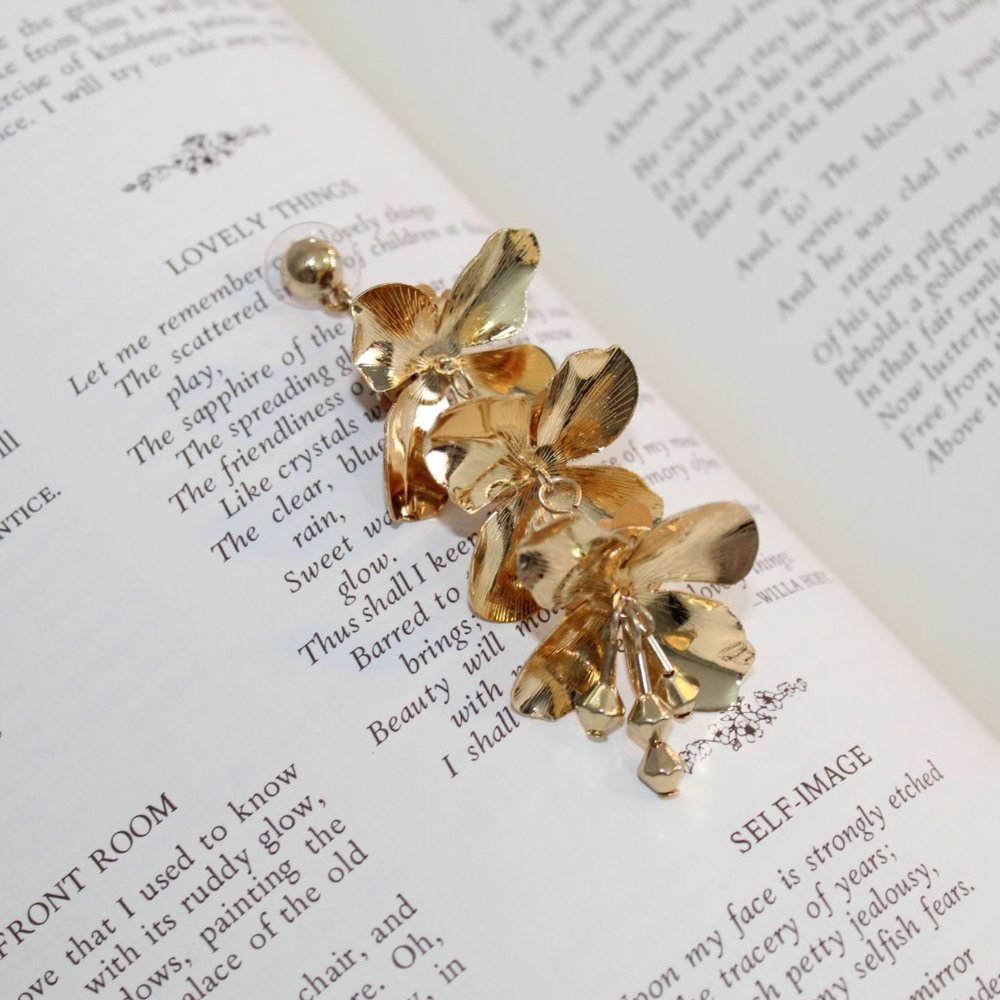 Gold Dangling Statement Earrings NEW